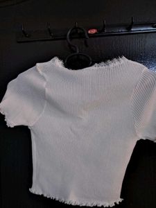 White Knit Button-Up Top