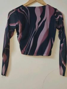 Zara Printed Mesh Top