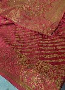 Elegant Red &amp; Gold Saree with Blouse
