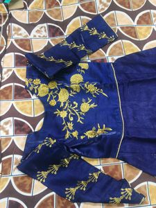 Elegant Blue Embroidered Dress