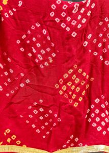 Set Of 2 Red Bandhej Print Dupattas