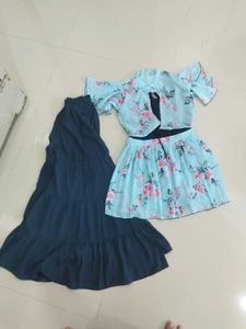 Blue Palazzos top set