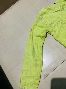 Lime Green Embroidered Kurti