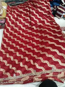 Maroon Leaf Pattern Saree