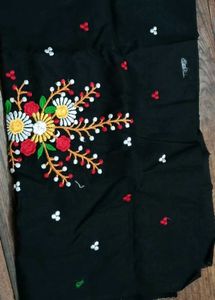 Hand Embroidered Black Fabric