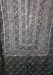 Gray Printed Kurti Set
