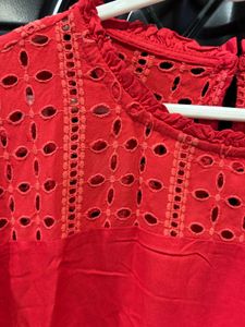 Red Cut Out Blouse