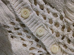 Handmade Off White Crochet Buttoned Cardigan