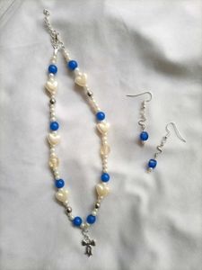 Unique &#34;Wavy Fairycore&#34;Choker With Earrings 🌊💙✨