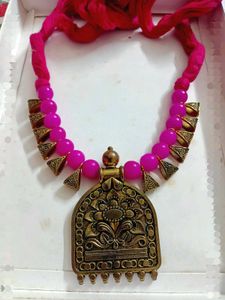 Pink Beaded Ethnic Necklace