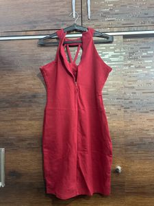 Burgundy Halter Mini Dress