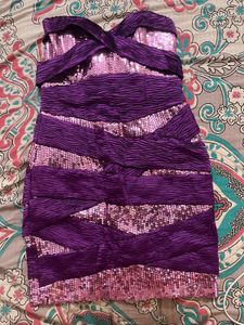 Purple Sequin Mini Tube Dress