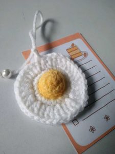 Sunny○Side○Up○Egg○Crochet○Keychain