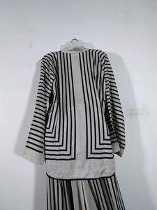 Off WHITE  And Black Striped Co-ord