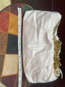 White Ruched Chain Bag
