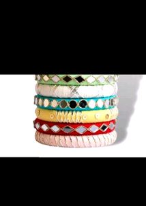 Mirror Work Pastel Bangles 🌈