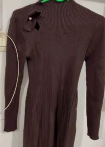 Elegant Brown Knit Dress