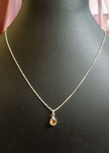Pure Silver Sterling Citrine Pendant Necklace