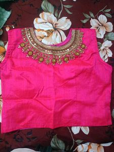 Pink Embellished Blouse With Shrug