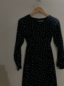 Chic Black Polka Dot Midi Dress