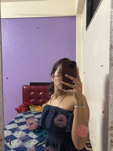 Navy Blue Off-Shoulder Dress