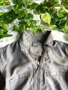 Women’s Grey Zip-Up Shirt