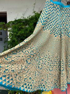 sky blue heavy lehenga