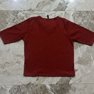 Crisscross V-Neck Red Top