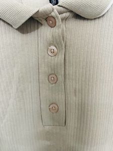 Casual Beige Shirt Dress