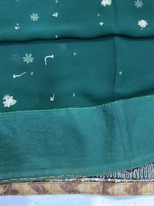 Green Saree with Embellished Blouse