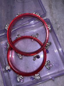 Red &amp; Silver Bangles