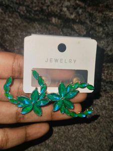 Green Flower Earrings