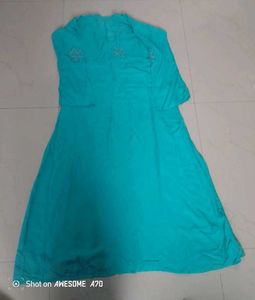 Teal Embroidered Indian Dress
