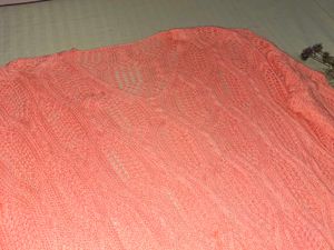 Peach Knit V-Neck Pullover