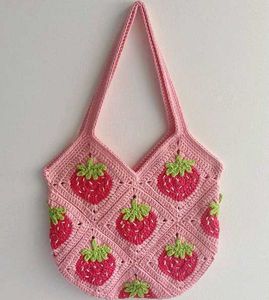 Strawberry Crochet Tote Bag