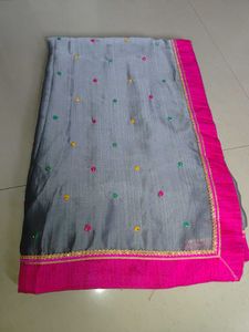 Grey & Pink Saree