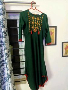 Women's GREEN ANARKALI KURTI