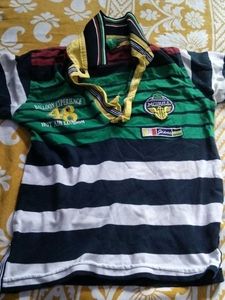 Kids Outfit: Striped Shirt &amp; Green Shorts