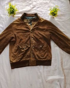 Stylish Brown leathet mix Jacket