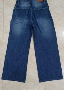 Buy Blue Wide Leg Jeans Get a free crop Top .