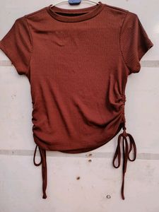 Womens Crop Top In Brown Shade