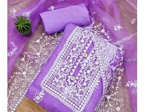 Chikankri dress material- Light Purple