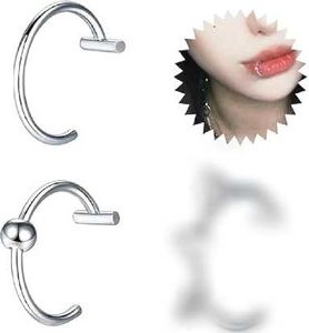 emo, goth , punk Silver Lip Ring Set(set of 2)