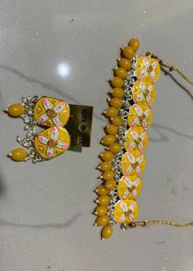 (unused)yellow kundan Jewellery Set