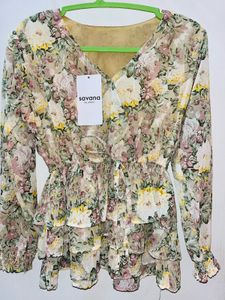 Savana Floral Ruffle Blouse