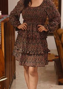 Black and Red Floral Fit An Flare Dress