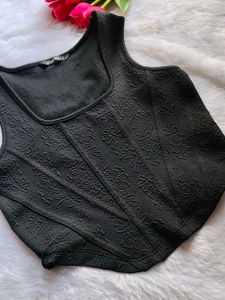 Black Corset Style Crop Top