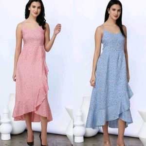 Floral Print Ruffle Hem Midi Dress (Each 500)