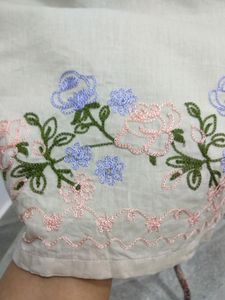 Creamy Embroidered Skirt
