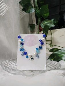 Antitarnish Blue Beaded Evil Eye Necklace